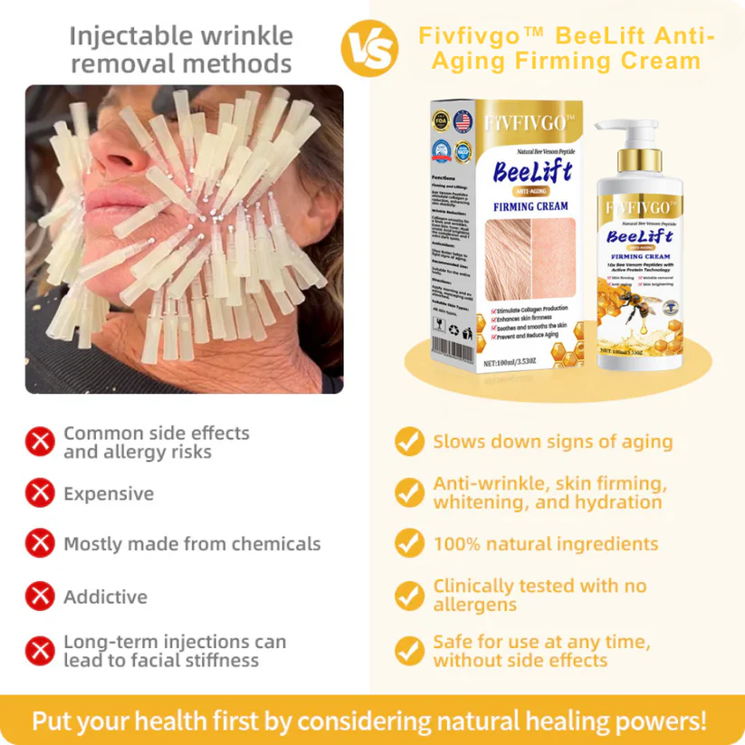 Fivfivgo™ BeeLift Anti-Aging Firming Cream helps reduce the appearance of wrinkles.